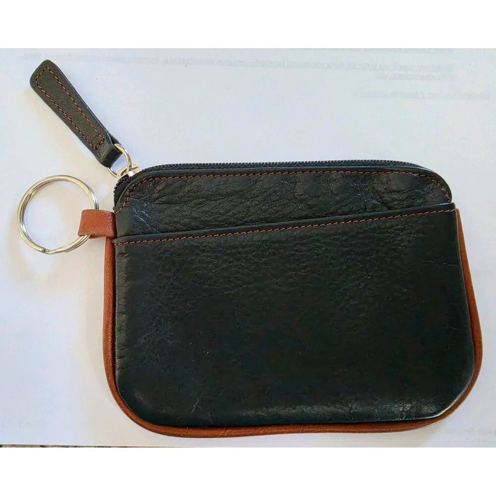 Osgoode Marley Two Tone Leather Coin Pouch Key Chain Wallet Pouch